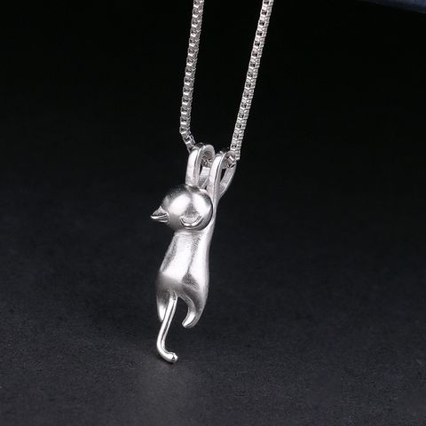 1 Piece Fashion Cat Sterling Silver Pendant Necklace