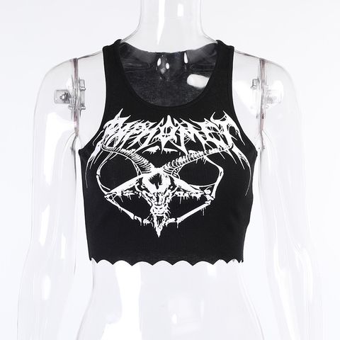 Women's Wrap Crop Top Tank Tops Printing Punk Geometric