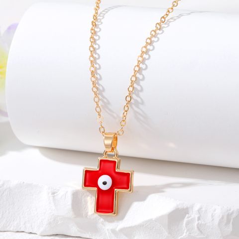 Wholesale Jewelry Modern Style Cross Devil's Eye Alloy Pendant Necklace