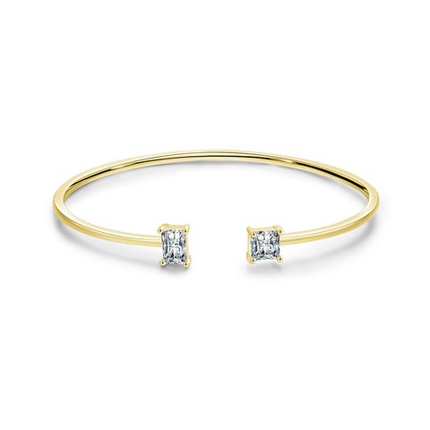 Ins Style Square Sterling Silver Plating Inlay Zircon 14k Gold Plated Rhodium Plated Cuff Bracelets