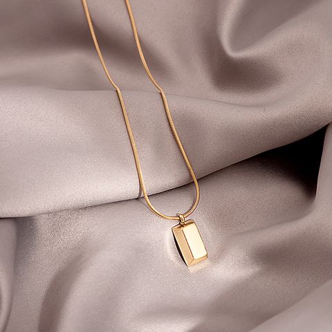 Basic Solid Color Alloy Titanium Steel Inlay Rhinestones Women's Pendant Necklace