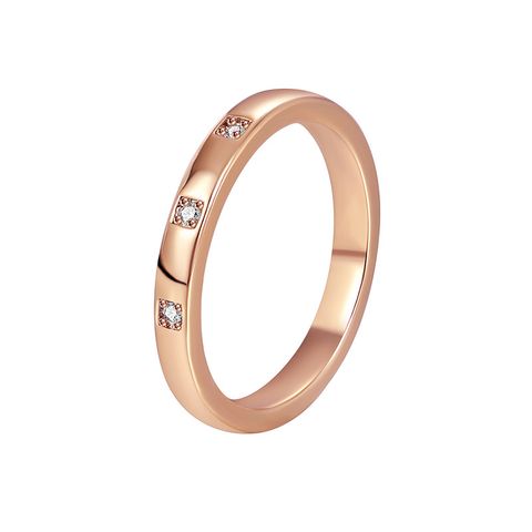 Simple Style Round Copper Plating Inlay Zircon 18k Gold Plated Rings