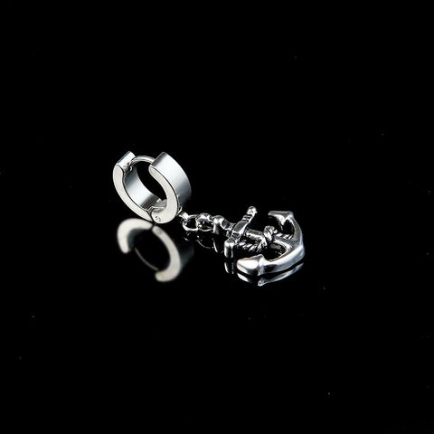 1 Piece Punk Anchor Plating Stainless Steel Earrings