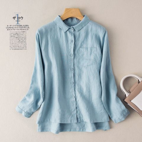 Women's Blouse Long Sleeve Blouses Vintage Style Solid Color