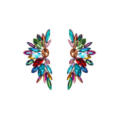 1 Pair Baroque Style Flower Plating Inlay Alloy Rhinestones Glass Gold Plated Ear Studs