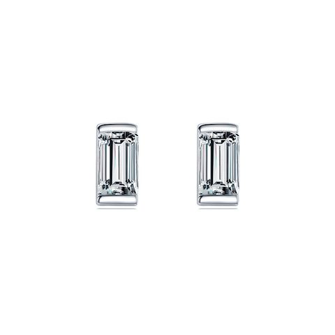 1 Pair Simple Style Rectangle Sterling Silver Plating Inlay Zircon 14k Gold Plated Rhodium Plated Ear Studs