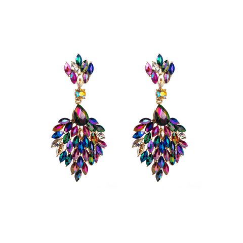 Baroque Style Shiny Water Droplets Alloy Plating Inlay Rhinestones Glass Gold Plated Women's Drop Earrings
