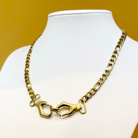 304 Stainless Steel 14K Gold Plated Hip-Hop Plating Hand Necklace