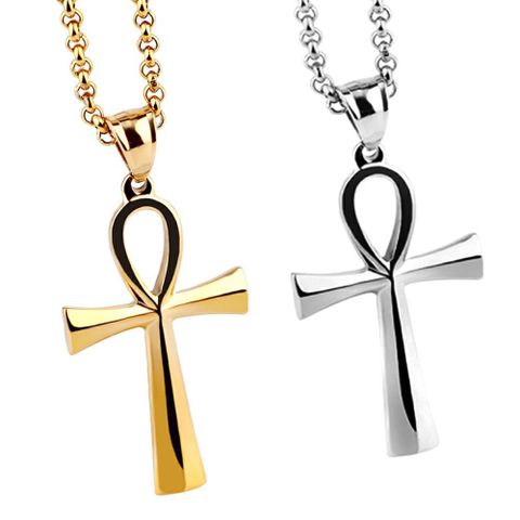 Wholesale Hip-hop Cross Titanium Steel Pendant Necklace