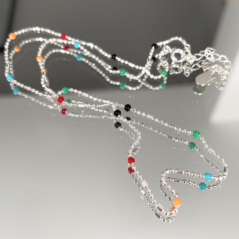 Simple Style Multicolor Sterling Silver Enamel Plating Necklace