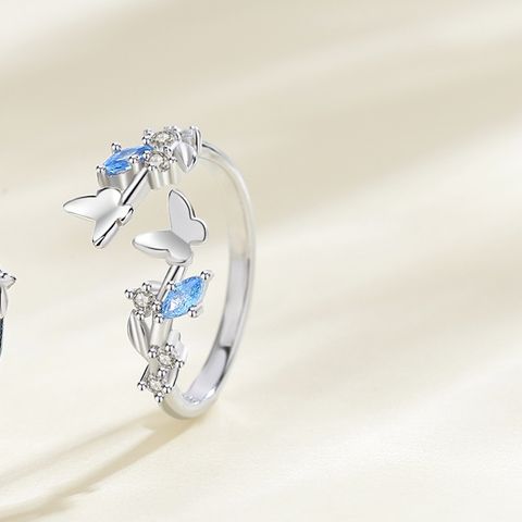Simple Style Butterfly Whale Sterling Silver Enamel Plating Inlay Zircon Couple Rings Bracelets Necklace