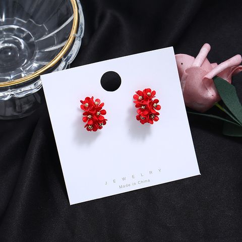 Wholesale Jewelry 1 Pair Simple Style Flower Alloy Alloy Ear Studs