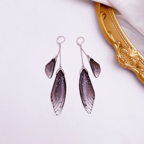 Wholesale Jewelry 1 Pair Simple Style Wings Alloy Rhinestones Drop Earrings