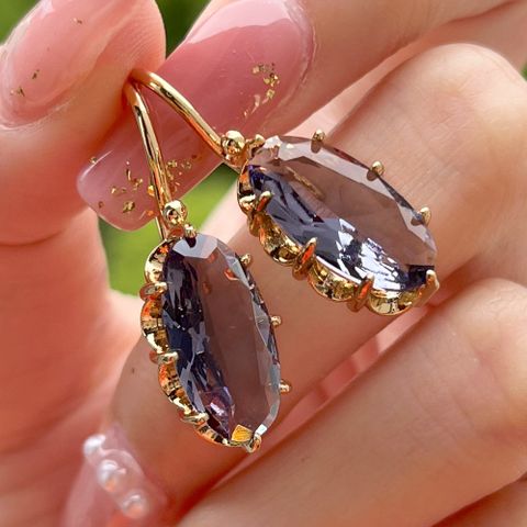 1 Pair Glam Luxurious Geometric Inlay Copper Artificial Gemstones Drop Earrings