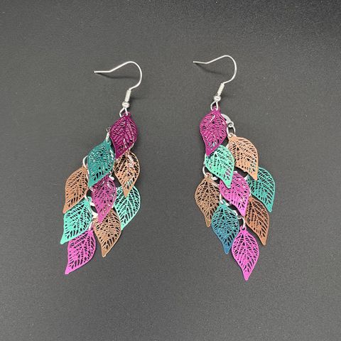 Wholesale Jewelry 1 Pair Simple Style Leaf Metal Drop Earrings