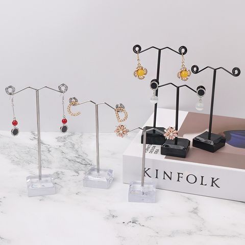 Simple Style T Shape Arylic Metal Jewelry Rack