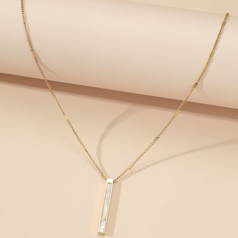 Casual Rectangle Titanium Steel Polishing Plating 18k Gold Plated Pendant Necklace