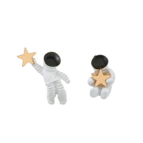 Cute Astronaut Picking Star Stud Earrings Nhdp145182