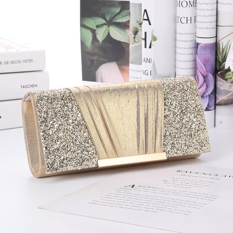 Grey Champagne Polyester Square Square Evening Bags