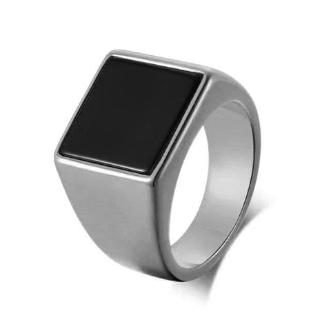 Fashion Hexagon Square Titanium Steel Enamel Men's Rings