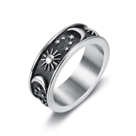 Fashion Sun Star Moon Stainless Steel Polishing Unisex Rings