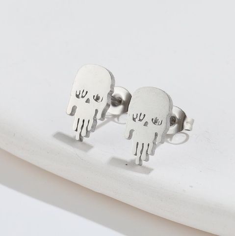 1 Pair Fashion Skull Stainless Steel Plating Ear Studs