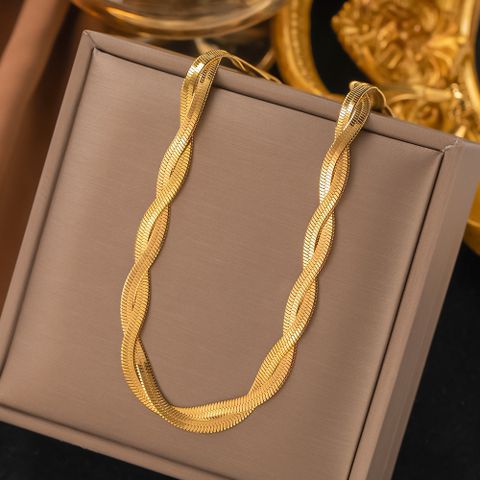 304 Stainless Steel 18K Gold Plated Rose Gold Plated Streetwear Plating Solid Color Layered Necklaces