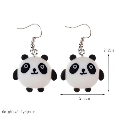 1 Pair Fashion Panda Plastic Resin Patchwork Women's Drop Earrings