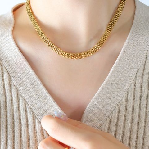 Simple Style Solid Color Titanium Steel Plating 18k Gold Plated Necklace