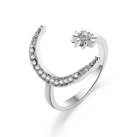 1 Piece Fashion Moon Metal Plating Inlay Artificial Gemstones Women's Open Ring