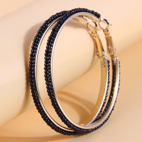 1 Pair Fashion Circle Ferroalloy Beaded Women's Earrings