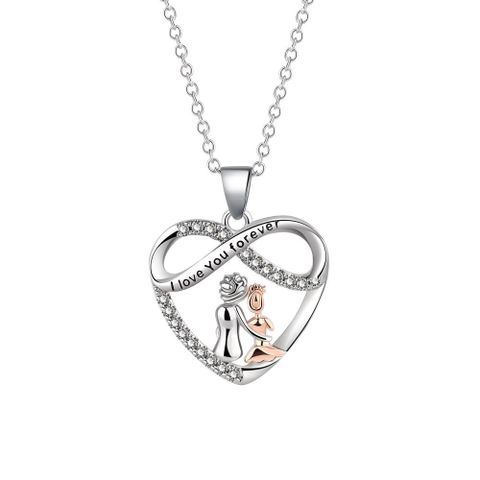 Fashion Human Infinity Heart Shape Alloy Plating Artificial Diamond Women's Pendant Necklace
