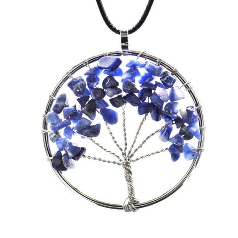 1 Piece Retro Leaf Natural Stone Crystal Handmade Pendant Necklace