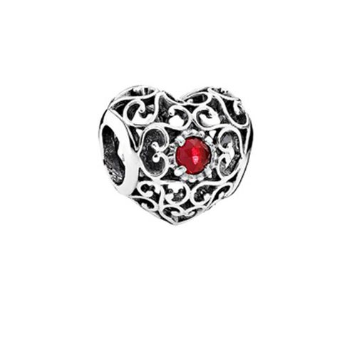 1 Piece Retro Heart Shape Alloy Inlay Birthstone Jewelry Accessories