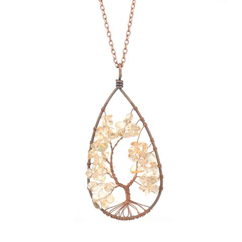 1 Piece Fashion Tree Natural Stone Crystal Handmade Pendant Necklace