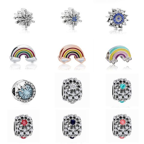 1 Piece Fashion Rainbow Flower Alloy Enamel Inlay Rhinestones Jewelry Accessories