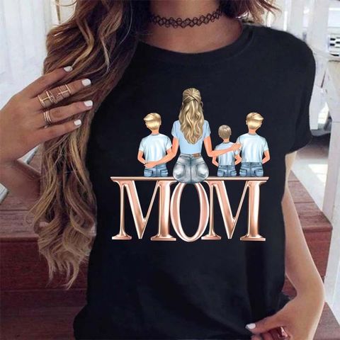 Women's T-shirt Short Sleeve T-shirts Printing Casual Human Letter