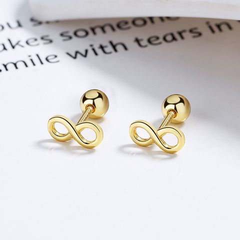1 Pair Fashion Number Sterling Silver Plating Ear Studs