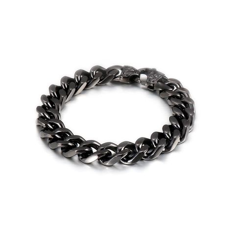 European And American Stainless Steel Four-sided Grinding Men's Cool Handsome Bracelet Titanium Steel Cuban Link Chain Bracelet All-matching Accessories