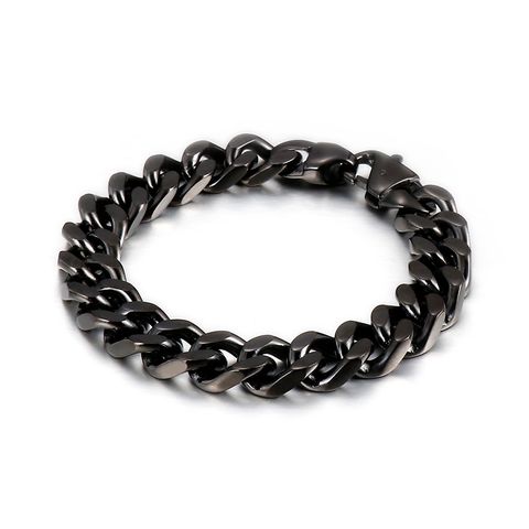 European And American Fashion & Trend Men's Stainless Steel Cuban Link Chain Bracelet Titanium Steel Four-sided Grinding Student Bracelet