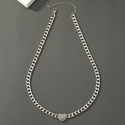 1 Piece Hip-hop Heart Shape Alloy Plating Inlay Rhinestones Women's Necklace