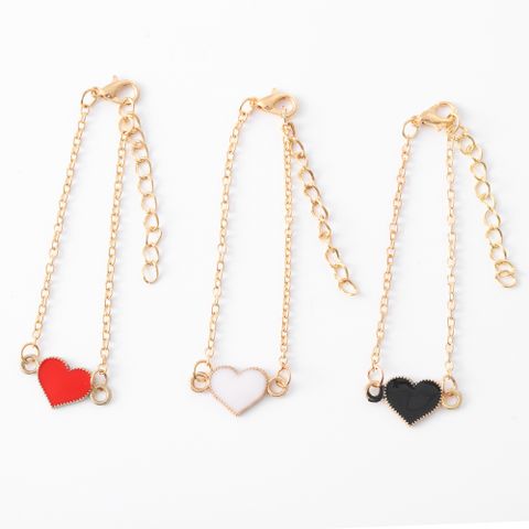 1 Piece Simple Style Heart Shape Alloy Enamel Plating Gold Plated Valentine's Day Women's Bracelets