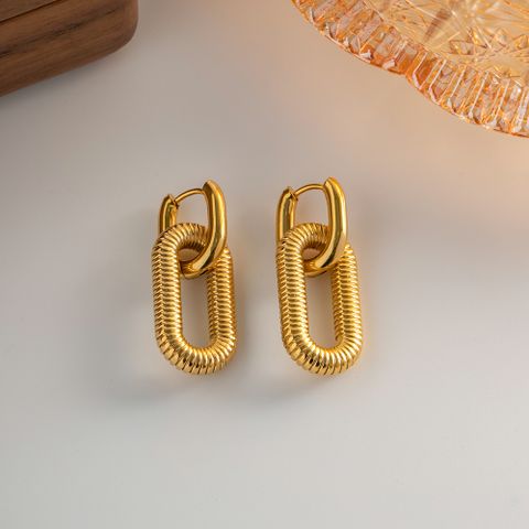 1 Pair Fashion Oval Stainless Steel Plating Drop Earrings