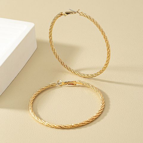 1 Pair Exaggerated Round Plating Alloy Hoop Earrings