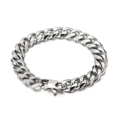 Foreign Trade Supply One Piece Dropshipping Simple Fashion In Europe And America 11mm Cut Titanium Steel Men's Bracelet