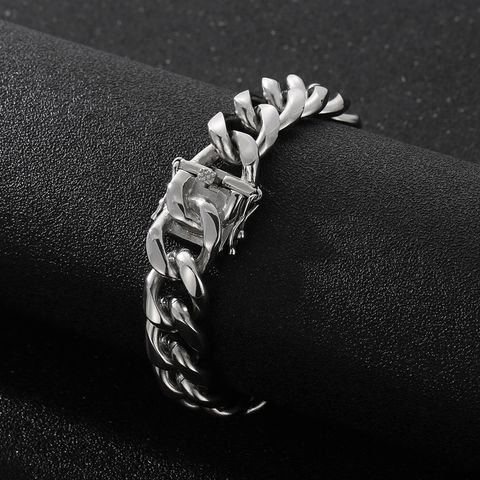 Independent Station Foreign Trade Supply One Piece Dropshipping European And American Fashion Rock Thick Type Titanium Steel Men's Cuban Bracelet