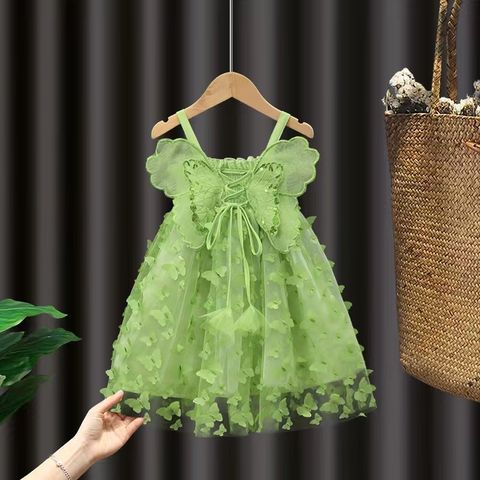 Moda Mariposa Mezcla De Algodón Vestidos Para Niñas