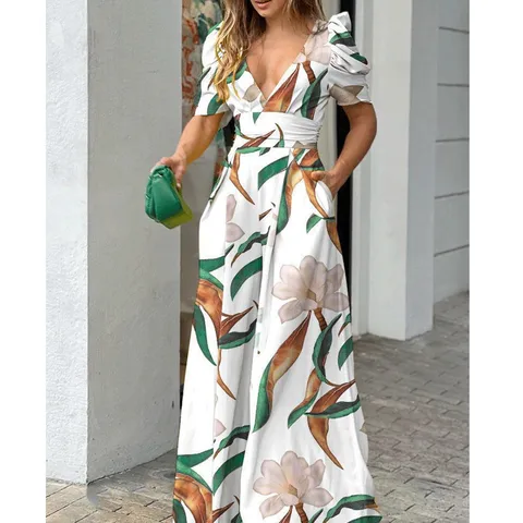 Women's Street Streetwear Flower Full Length Printing Pocket Jumpsuits