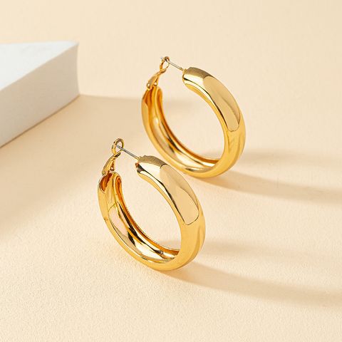 1 Pair Fashion Round Plating Alloy Hoop Earrings
