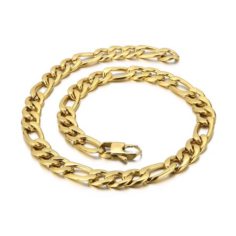 Fashion Solid Color Stainless Steel Plating 18K Gold Plated Men'S Necklace